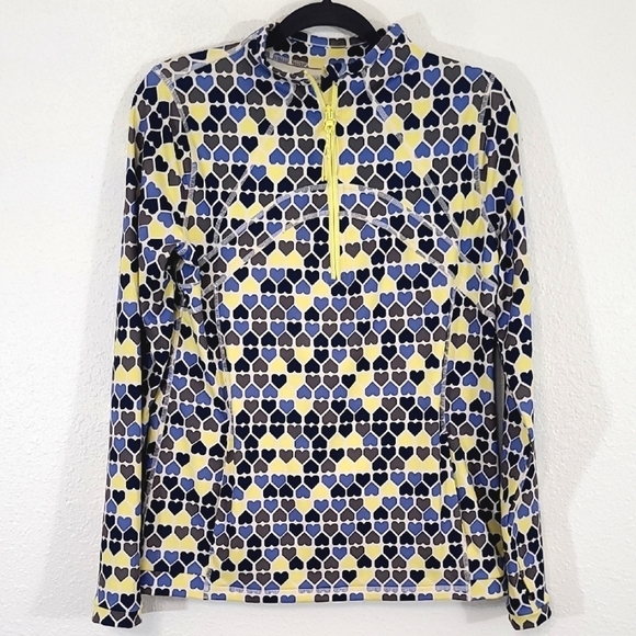 Talbots Tops - T by TALBOTS Quarter Zip Pullover Long Sleeve UPF 50+ Yellow/White/Gray/Blue, S